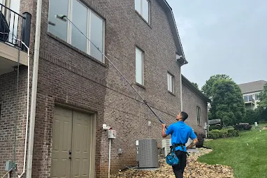 Pressure-washed concrete driveway in Loudon County